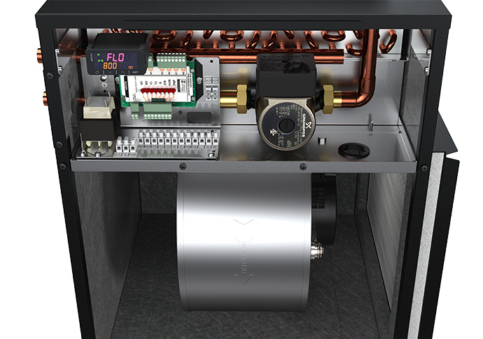 Interior view of the residential and commercial VenTum hydronic air handler by Thermo 2000
