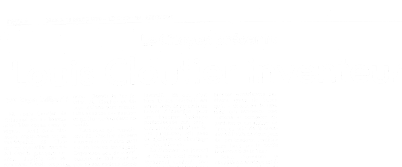Excerpt from a newspaper article introducing founder Louis Cloutier